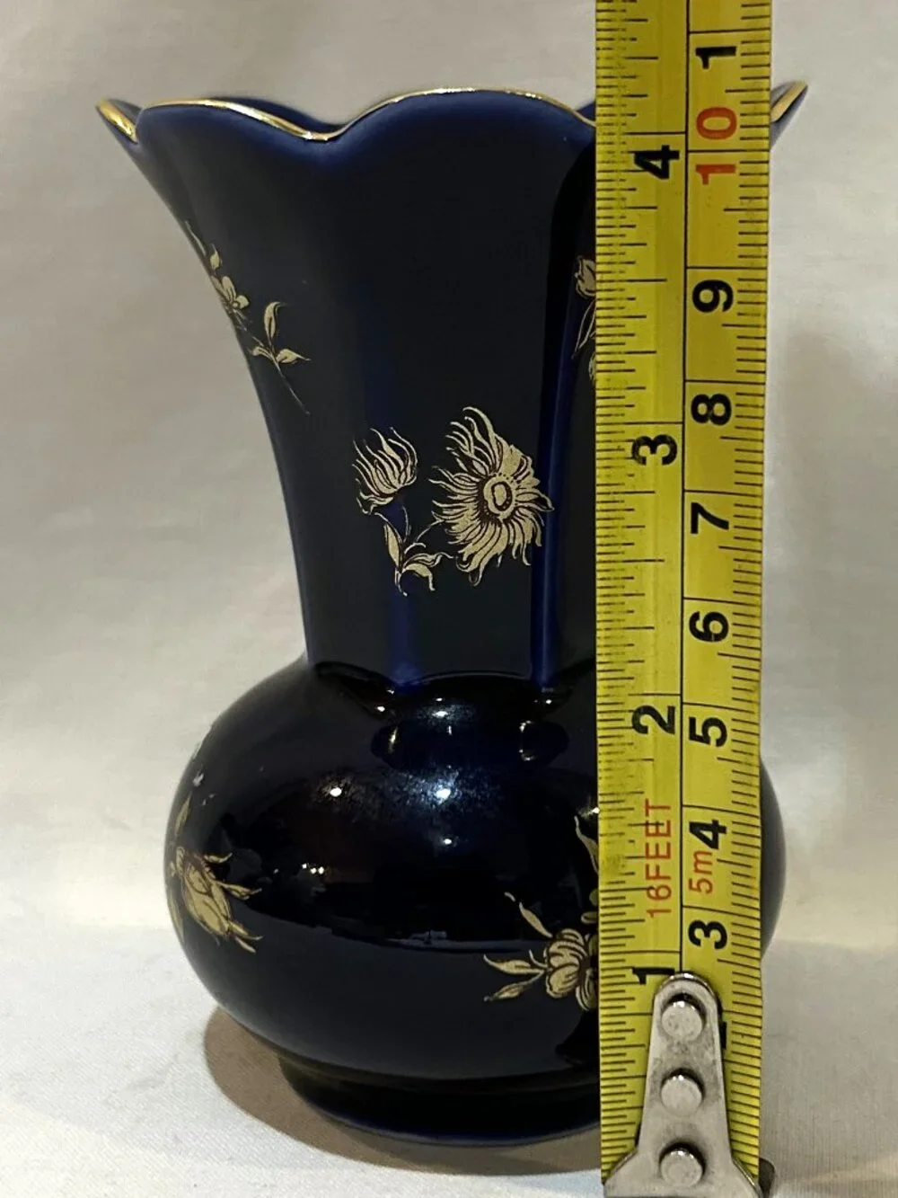 Cobalt Etch German Vase Bareuther Waldsassen Vintage